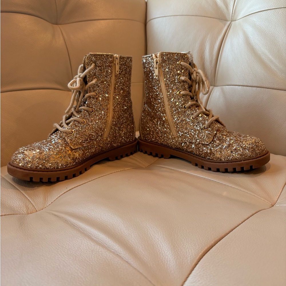 2 for $10 GAP Sparkly Gold Kids Boots - Picture 2 of 7